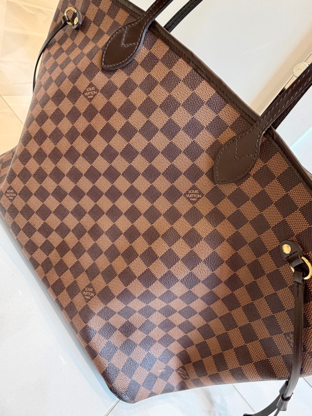 LOUIS VUITTON NEVERFULL GM WITH POUCH- DARK CHOCOLATE, EXCELLENT CONDITION - Picture 12 of 16